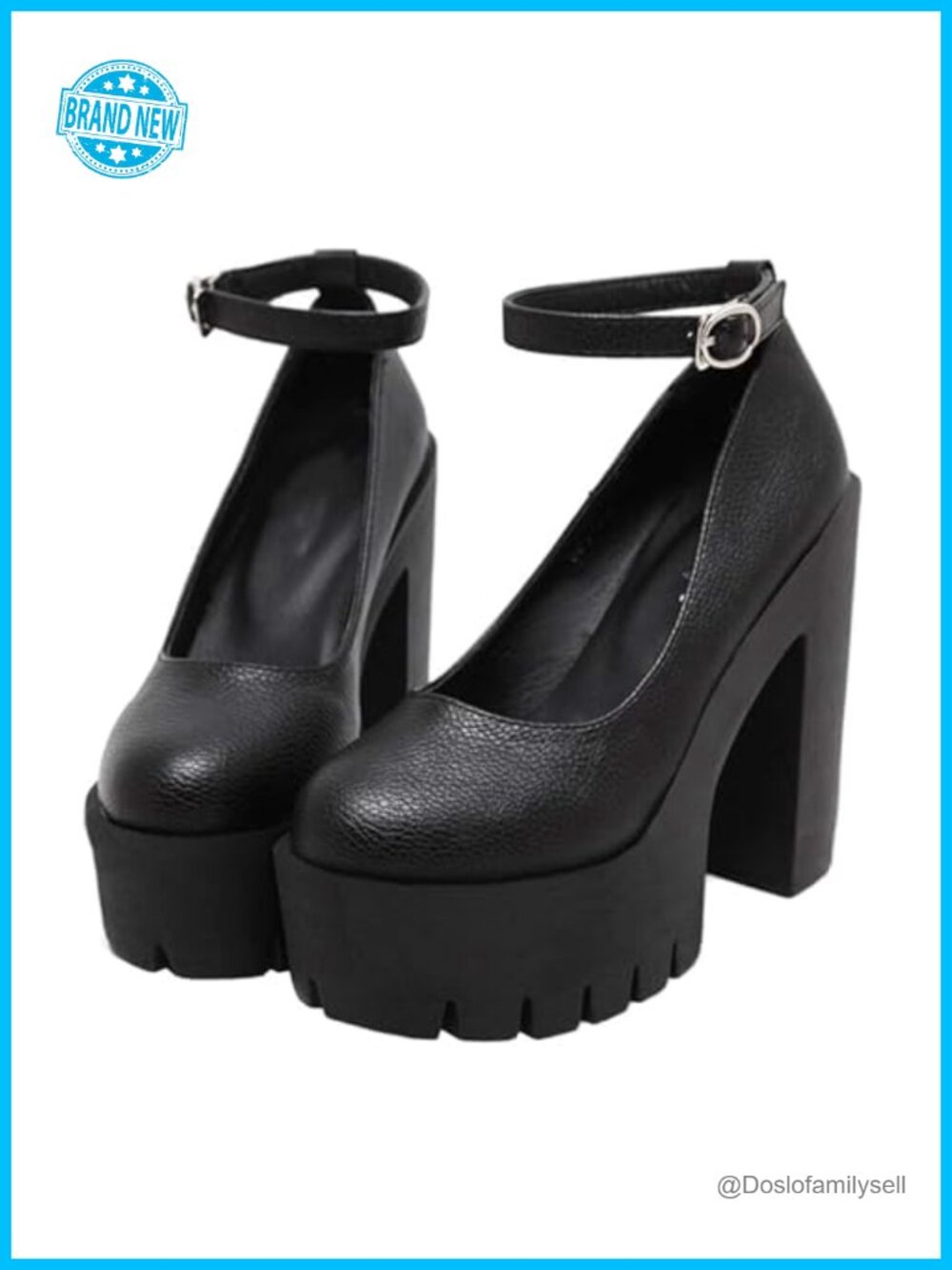 Womens Platform Mary Janes Chunky High Heels Gothic Shoes Round Toe Ankle Strap